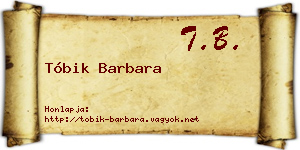 Tóbik Barbara névjegykártya