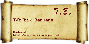 Tóbik Barbara névjegykártya